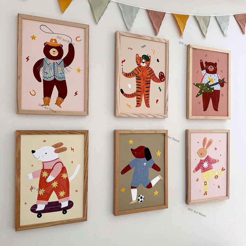 Baby Nursery Products - Funny Cartoon Animal Nursery Wall Art