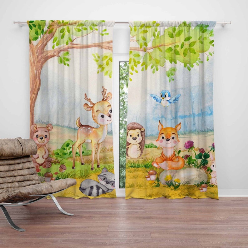Baby Nursery Curtains - Woodland Animals Curtains Kids Bedroom Curtains