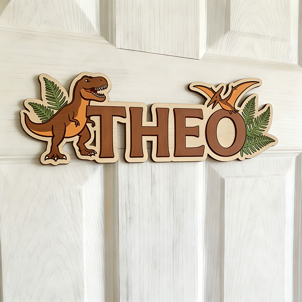 Baby Nursery Kids - Personalized Dinosaur Name Sign for The