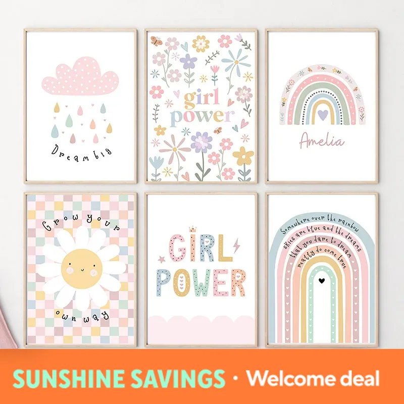 Baby Nursery Kids - Sun Flower Rainbow Cloud Heart Nursery