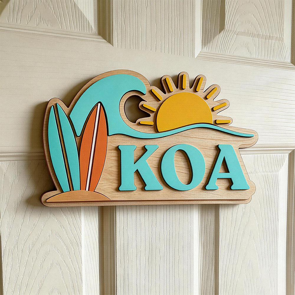Baby Nursery Kids - Custom Beach Wave Surfboard Sun Name
