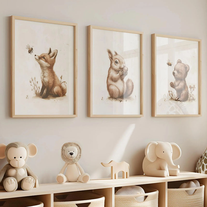 Baby Nursery Kids - Bear Rabbit Fox Deer Squirrel Mouse