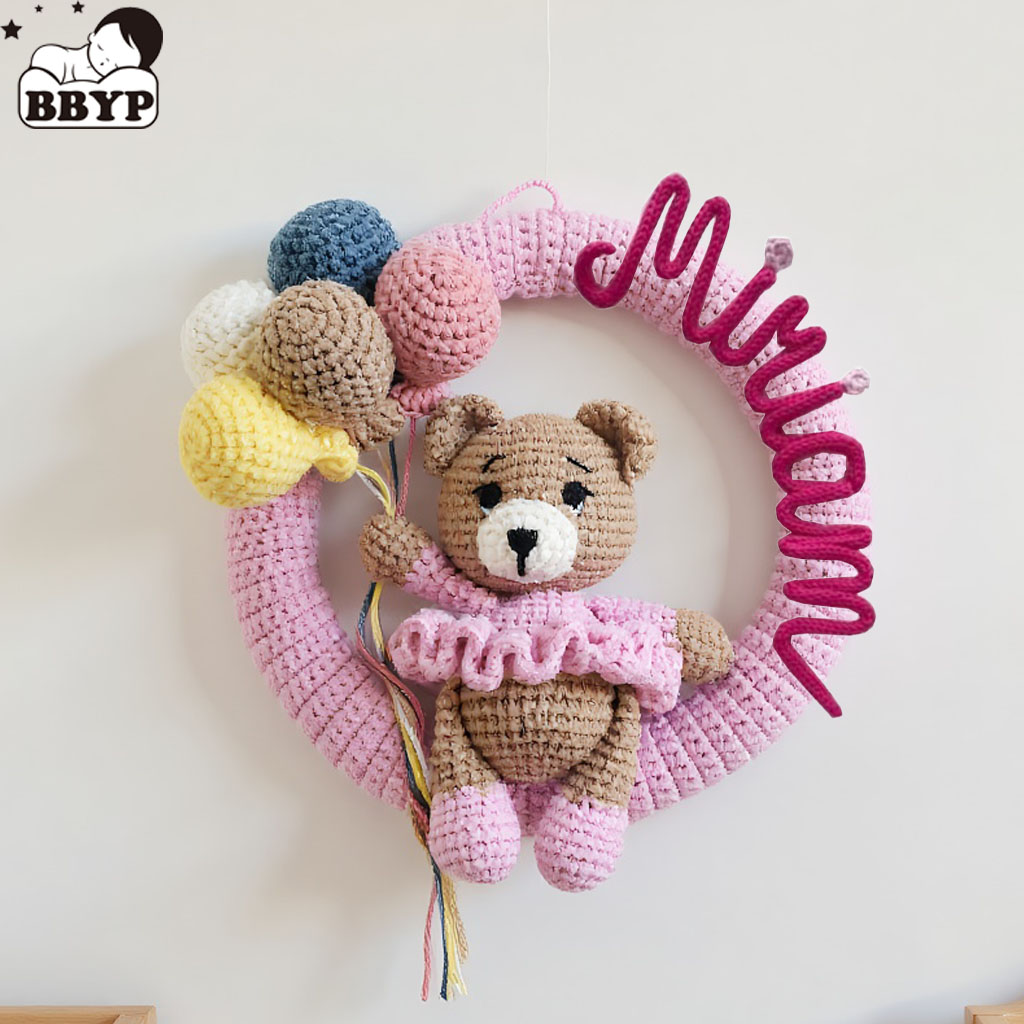 Baby Nursery Products - Personalized Crochet Name Wreath with Bear