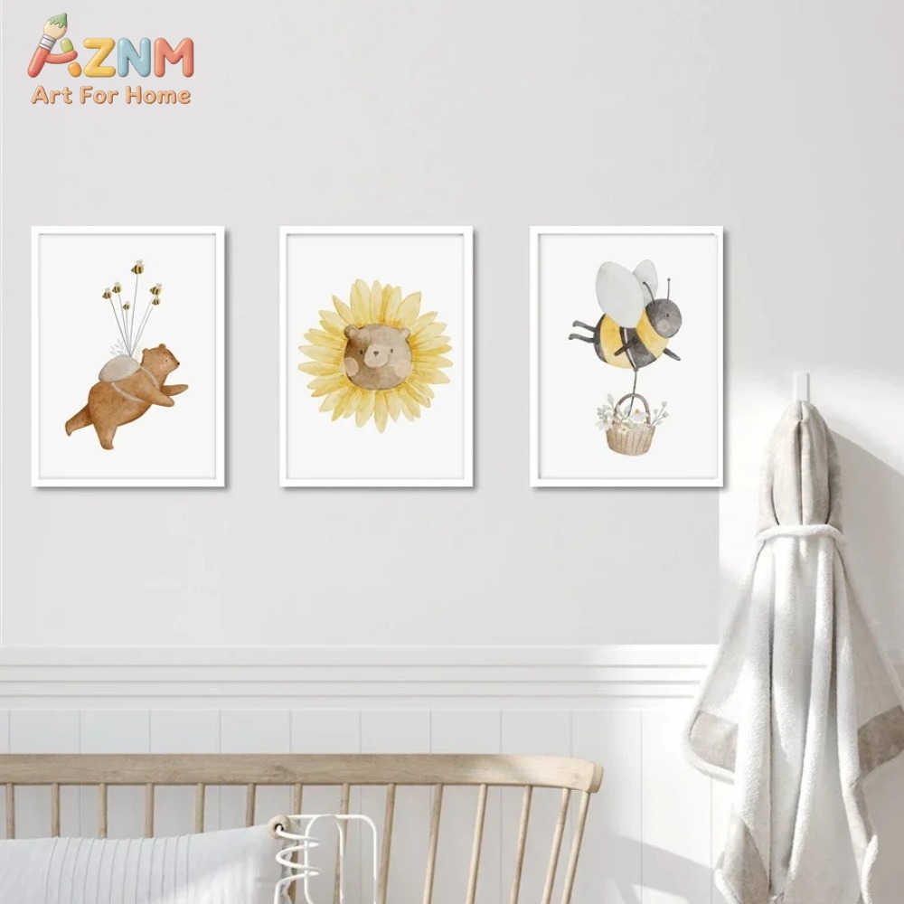 AZNM Watercolor Bear Fox Anima - Baby Nursery Frames recension och pris