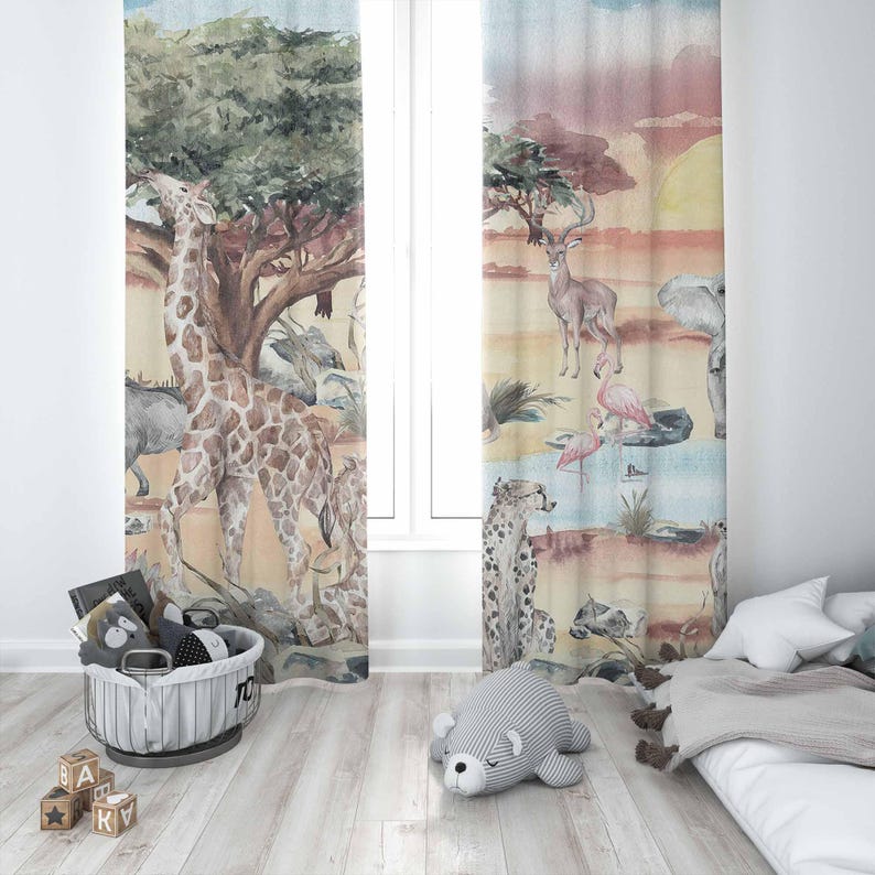 Safari Animals Curtain Kids Be - Baby Nursery Curtains recension och pris