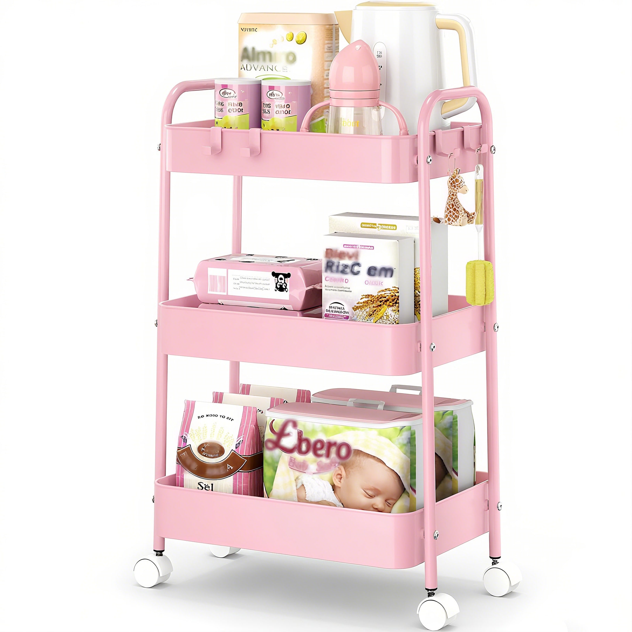 3 Tier Metal Rolling Cart With - Baby Nursery Essentials recension och pris