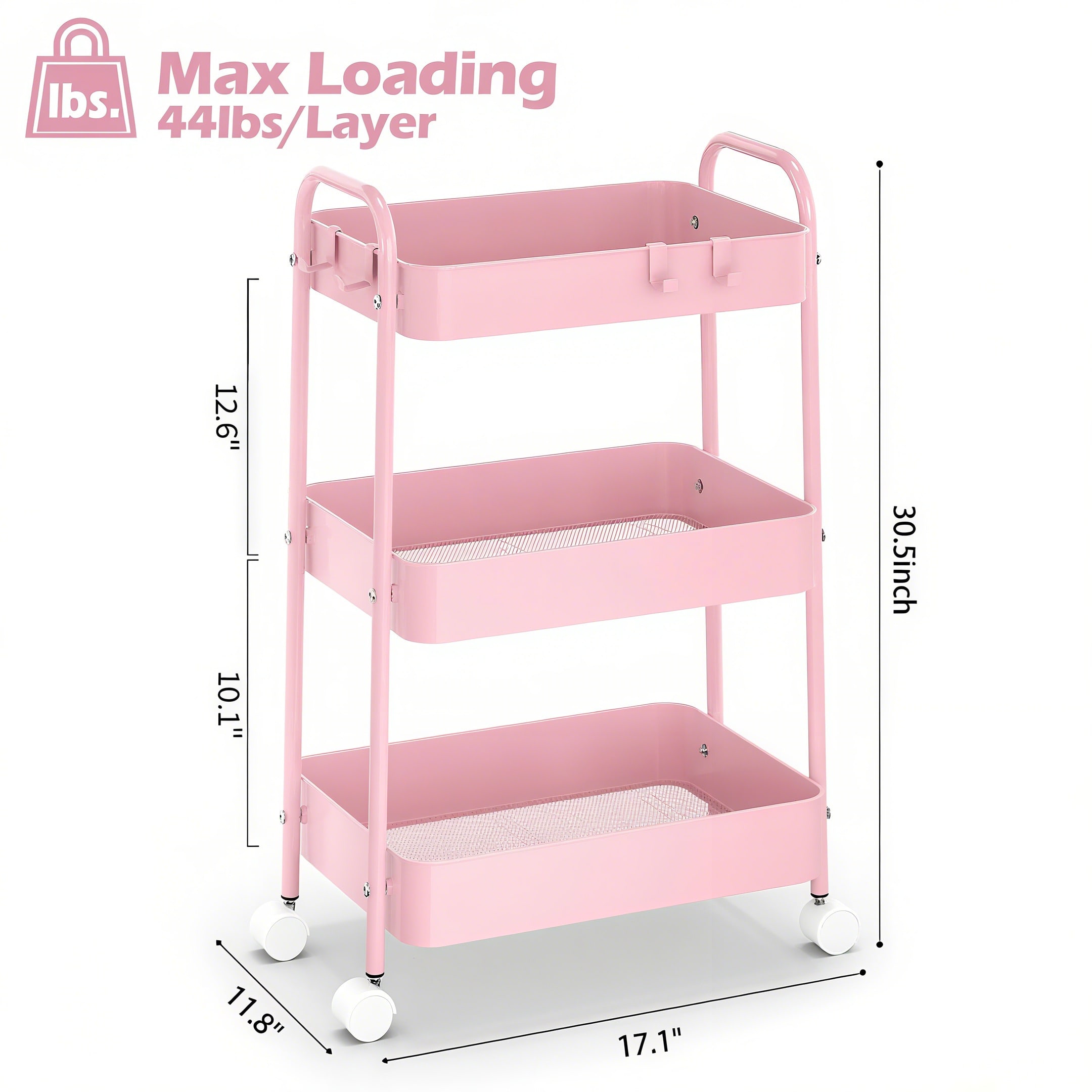 3 Tier Metal Rolling Cart With - Baby Nursery Essentials recension och pris