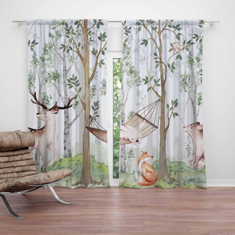 Woodland Animals Curtains Kids - Baby Nursery Curtains recension och pris