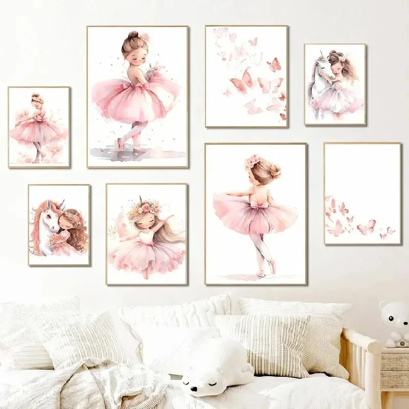 Pink Ballerina Girl Unicorn Bu - Baby Nursery Frames recension och pris