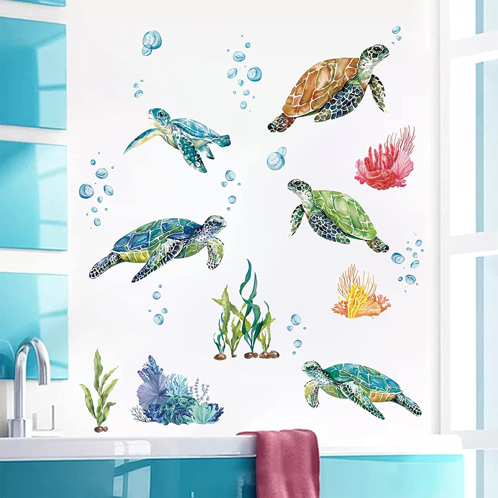 Watercolor Sea Turtles Wall St - Baby Nursery Under The Sea recension och pris