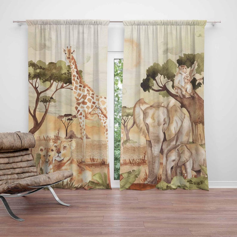 Mom and Baby Curtains Safari A - Baby Nursery Curtains recension och pris