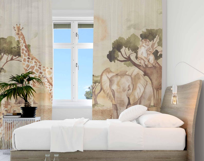 Mom and Baby Curtains Safari A - Baby Nursery Curtains recension och pris
