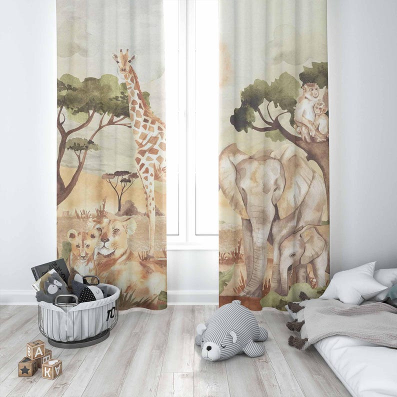 Mom and Baby Curtains Safari A - Baby Nursery Curtains recension och pris