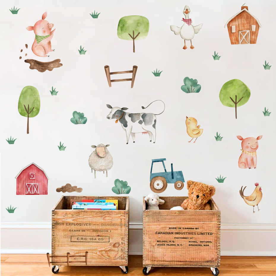 Boho Watercolor Cute Farm Anim - Baby Nursery Furniture recension och pris