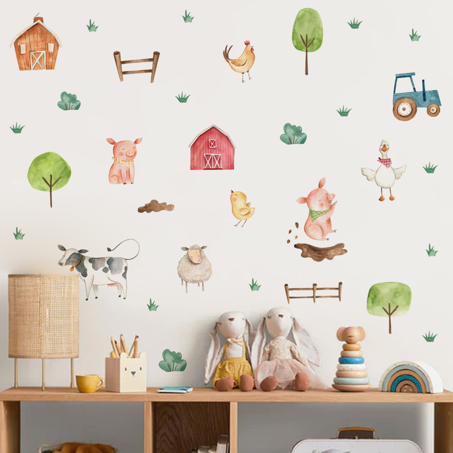 Boho Watercolor Cute Farm Anim - Baby Nursery Furniture recension och pris