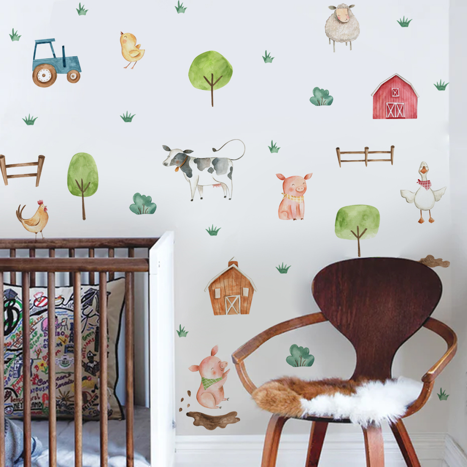 Boho Watercolor Cute Farm Anim - Baby Nursery Furniture recension och pris