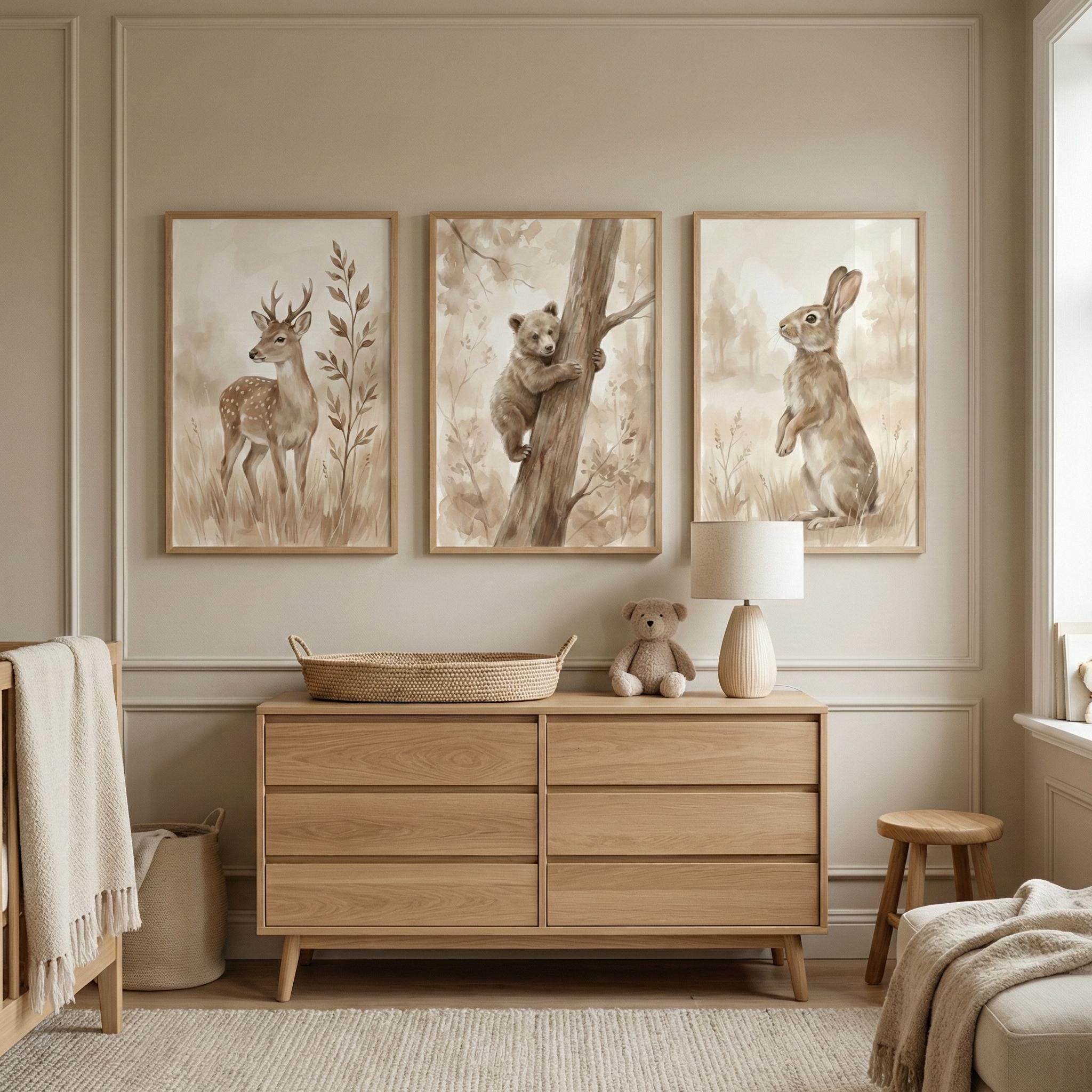 Woodland Animals Print Neutral - Baby Nursery Frames recension och pris