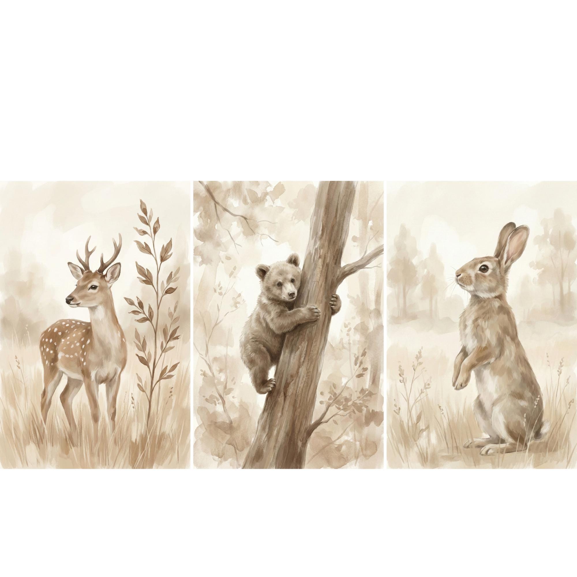 Woodland Animals Print Neutral - Baby Nursery Frames recension och pris