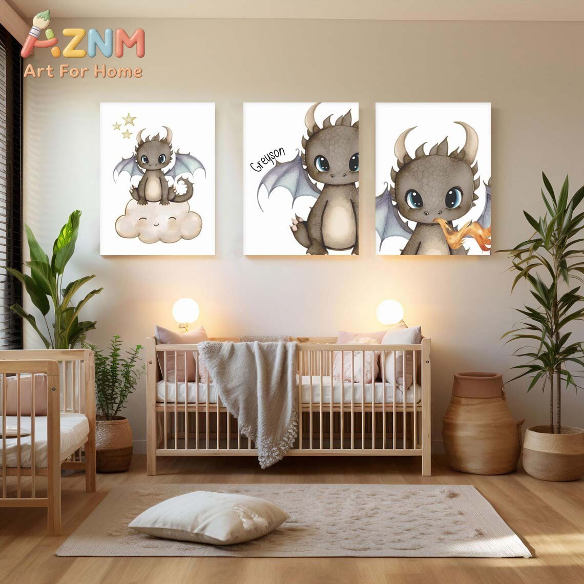 AZNM Cute Baby Dragon Canvas W - Baby Nursery Kids recension och pris