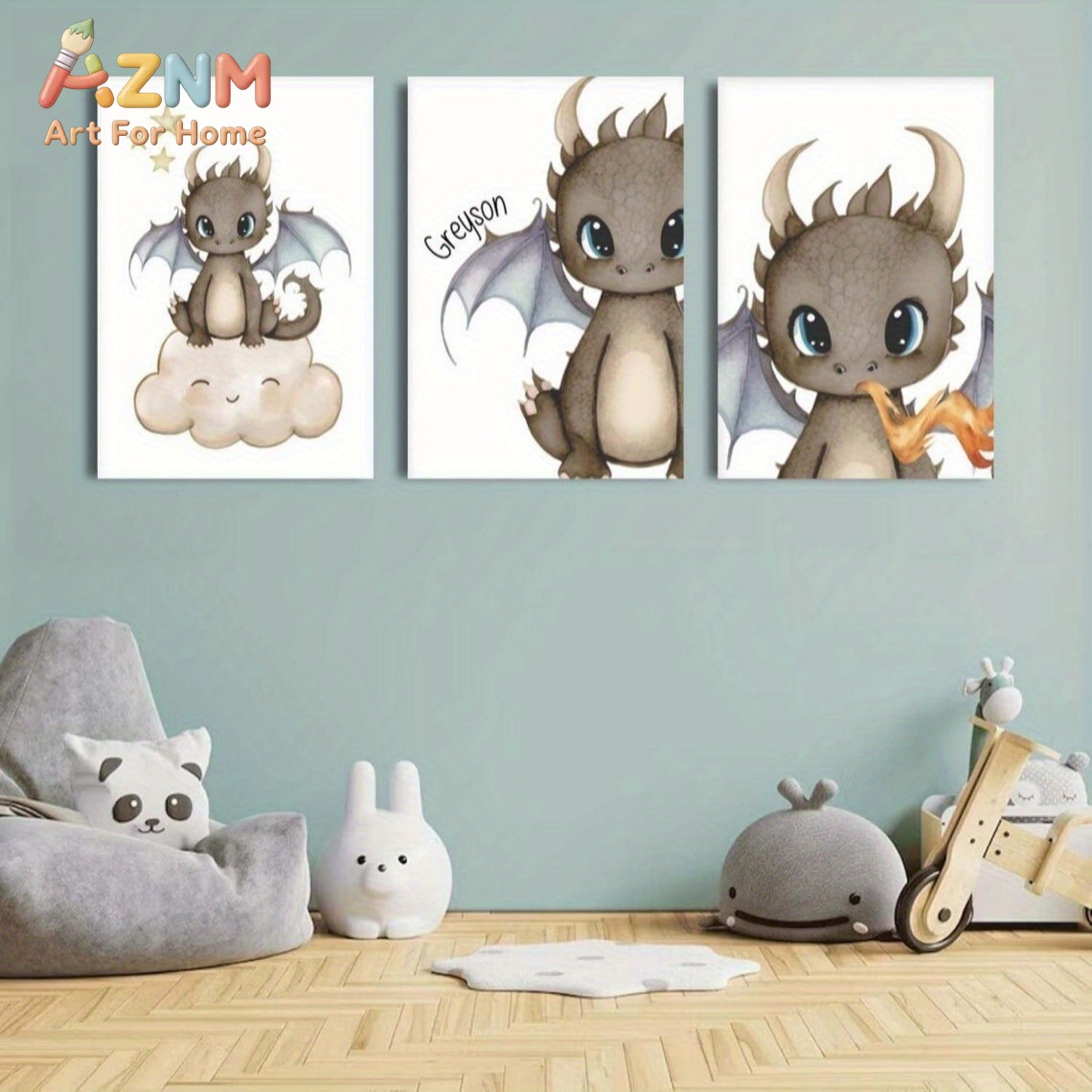 AZNM Cute Baby Dragon Canvas W - Baby Nursery Kids recension och pris