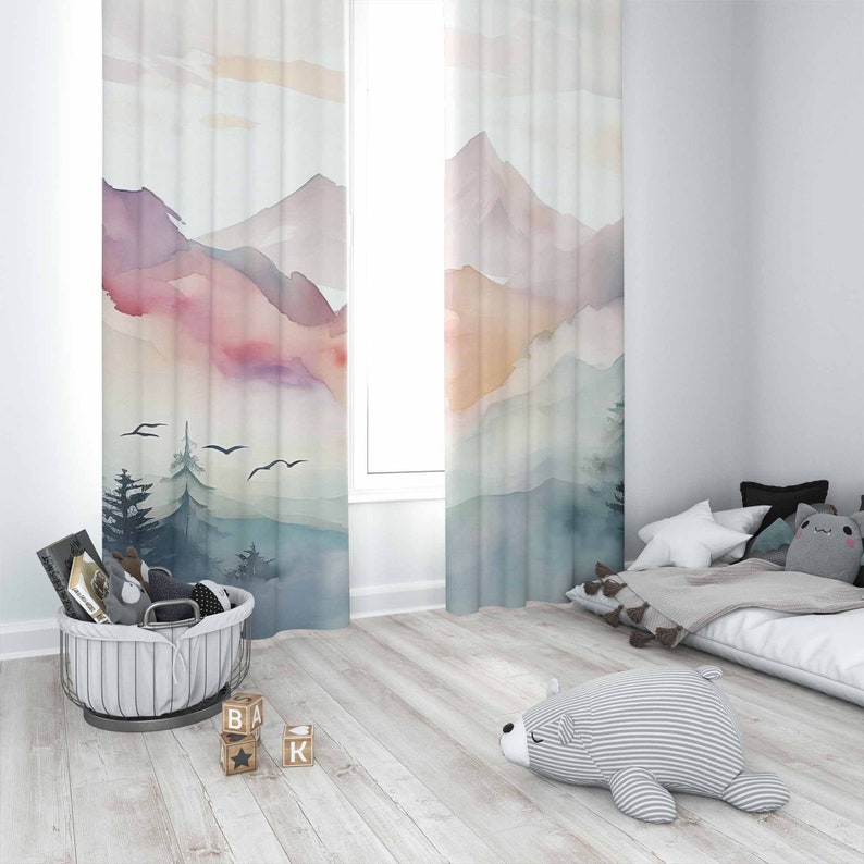 Mountain Forest Nursery Curtai - Baby Nursery Curtains recension och pris