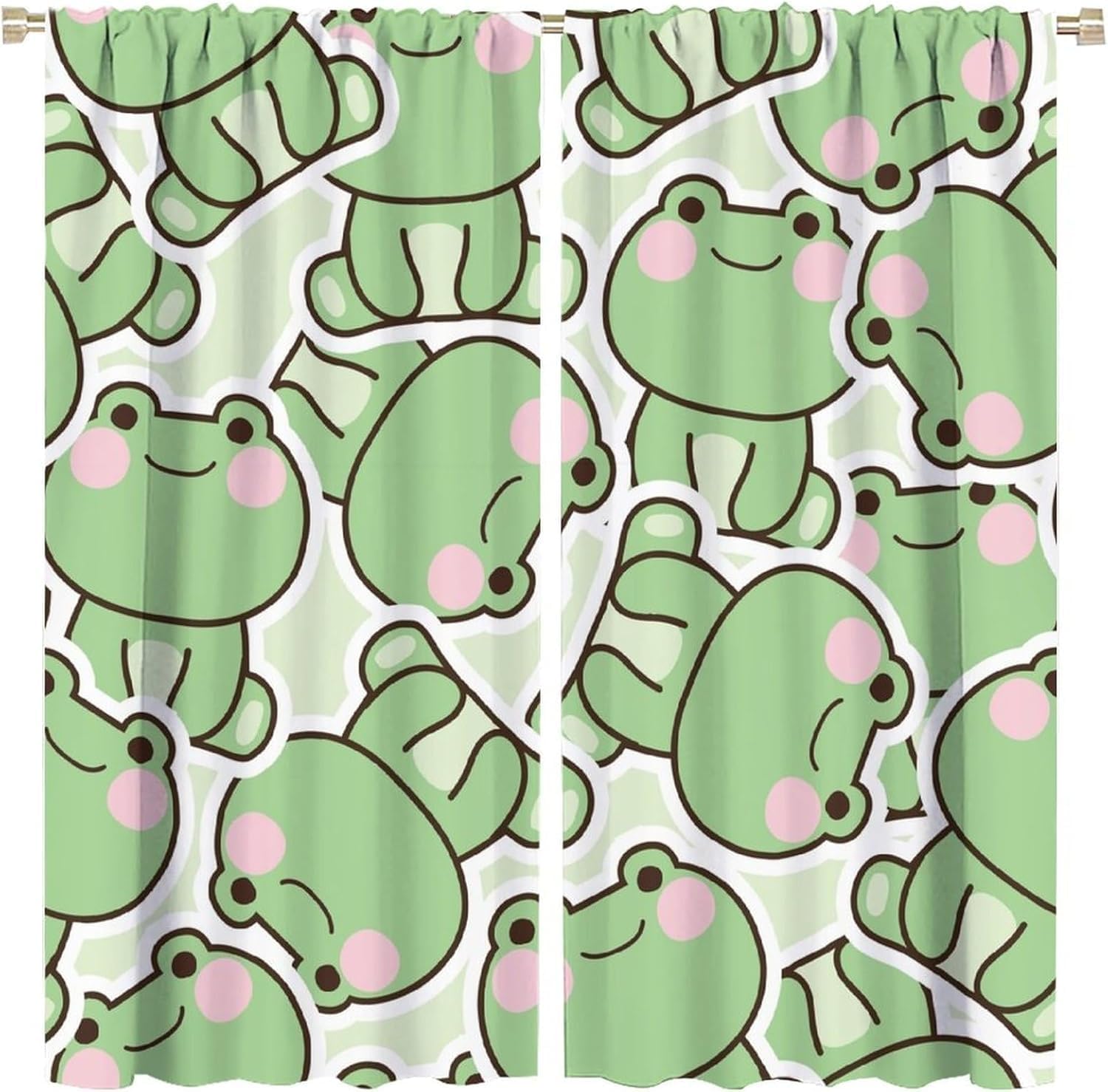 Cute Green Frog Pattern Curtai - Baby Nursery Curtains recension och pris