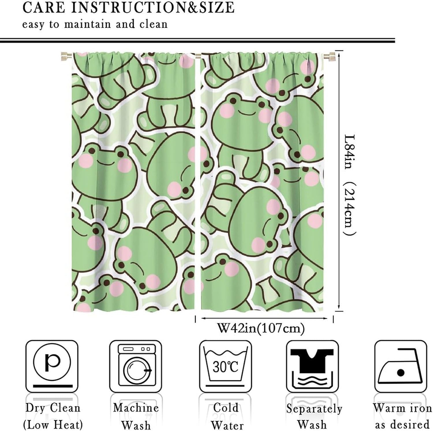Cute Green Frog Pattern Curtai - Baby Nursery Curtains recension och pris