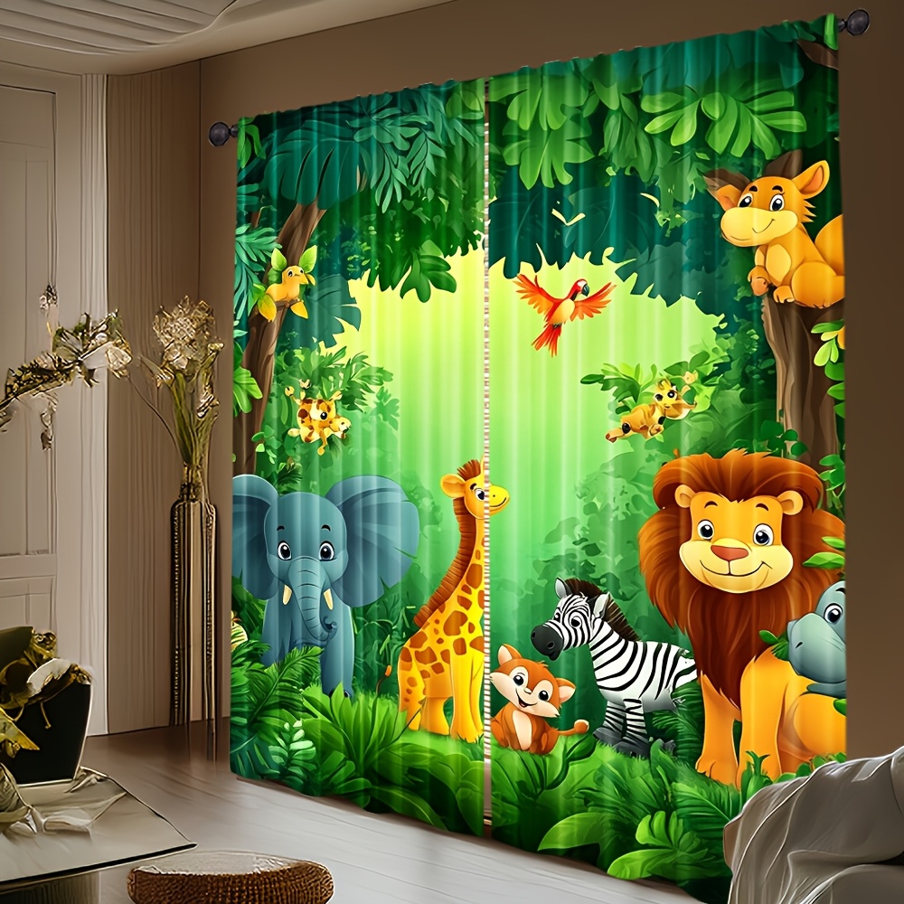 2pcs Cartoon Animal Curtains J - Baby Nursery Panelling recension och pris