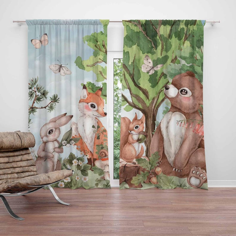 Forest Animals Curtains Kids B - Baby Nursery Curtains recension och pris