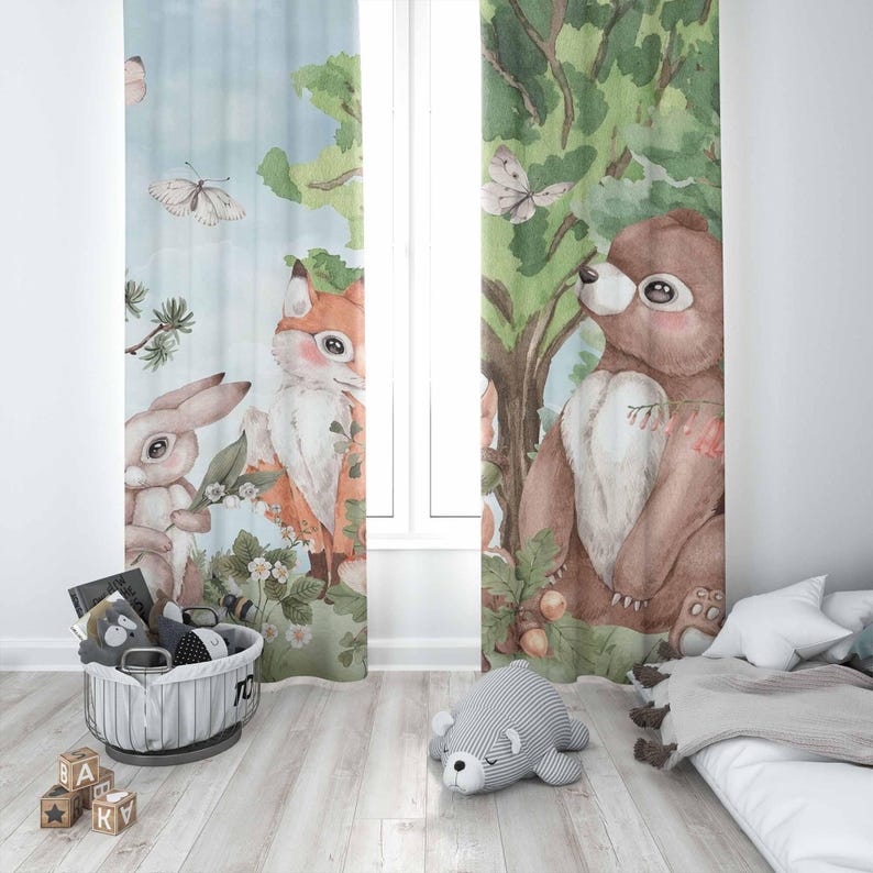 Forest Animals Curtains Kids B - Baby Nursery Curtains recension och pris