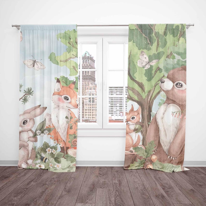 Forest Animals Curtains Kids B - Baby Nursery Curtains recension och pris