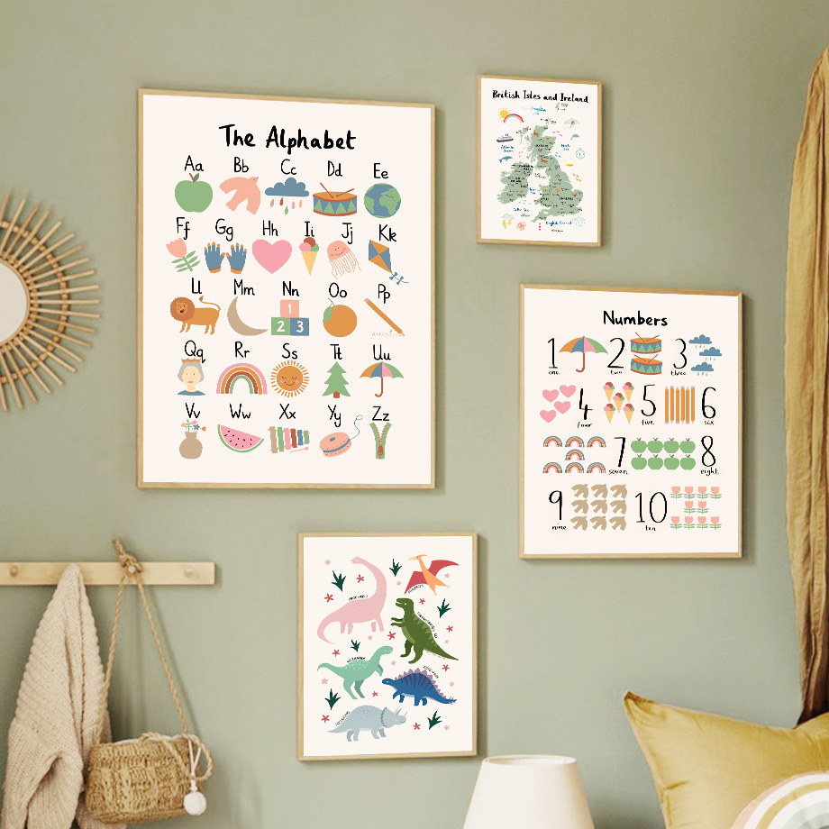 Animal World Map Dinosaur Alph - Baby Nursery Art recension och pris