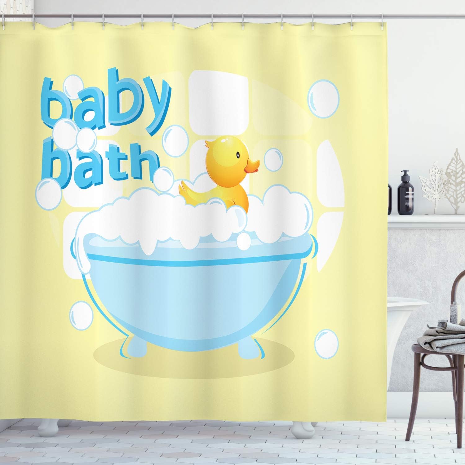 Yellow Baby Bath Shower Curtai - Baby Nursery Curtains recension och pris