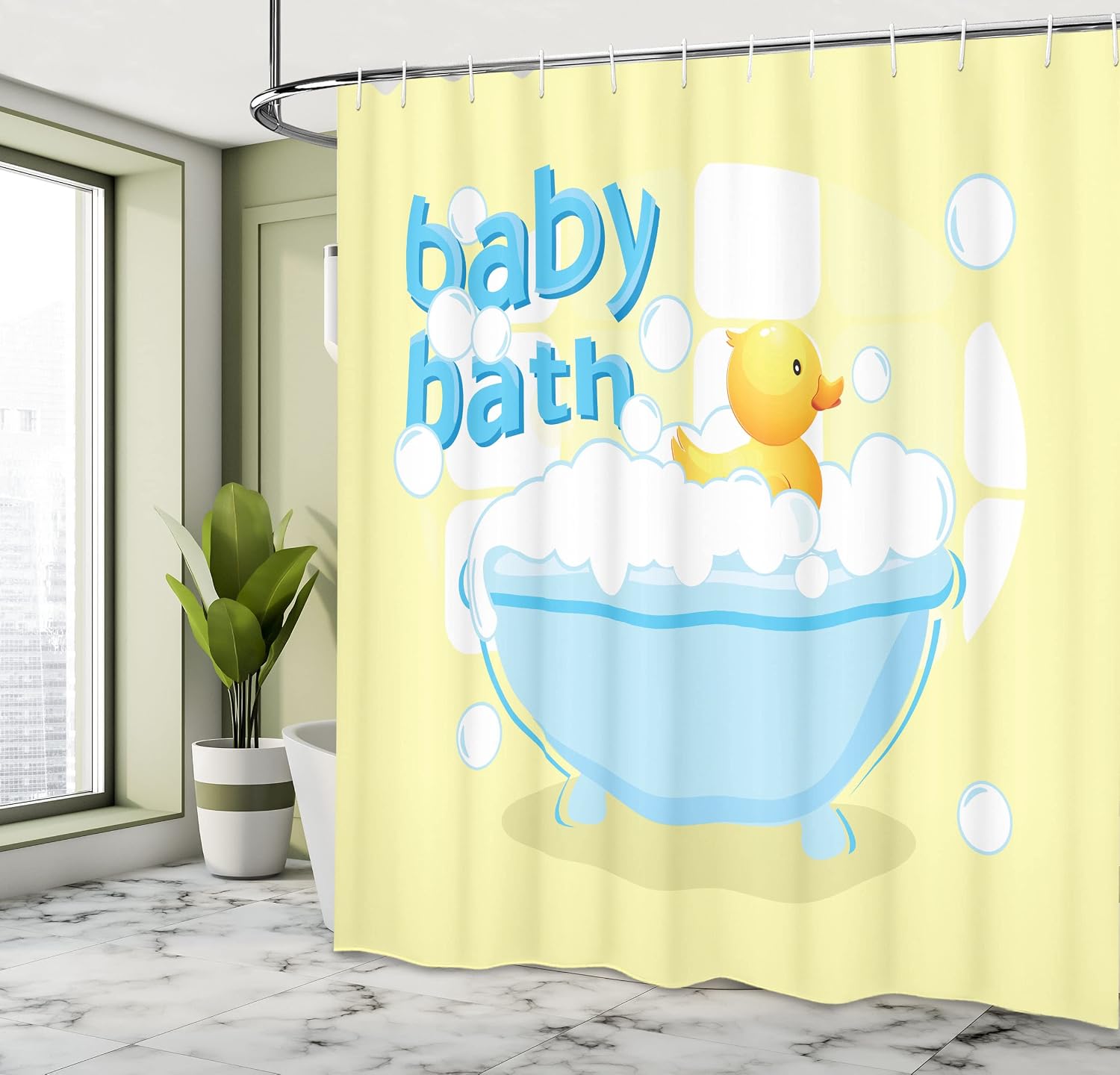 Yellow Baby Bath Shower Curtai - Baby Nursery Curtains recension och pris