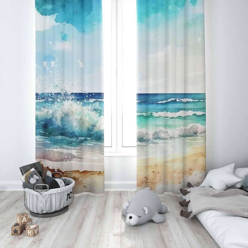 Sea Wave Curtains Ocean Nature - Baby Nursery Curtains recension och pris