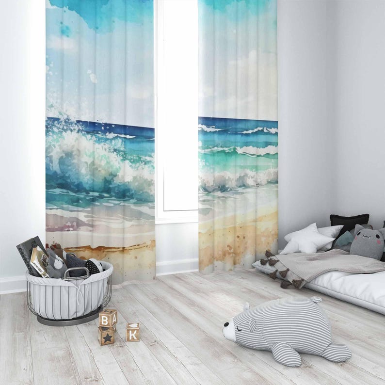 Sea Wave Curtains Ocean Nature - Baby Nursery Curtains recension och pris