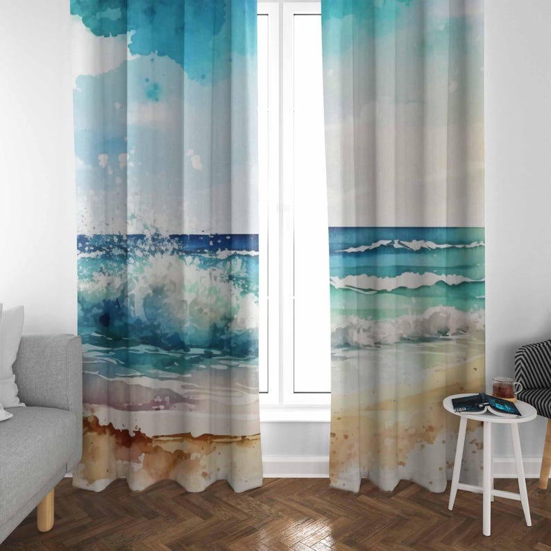 Sea Wave Curtains Ocean Nature - Baby Nursery Curtains recension och pris