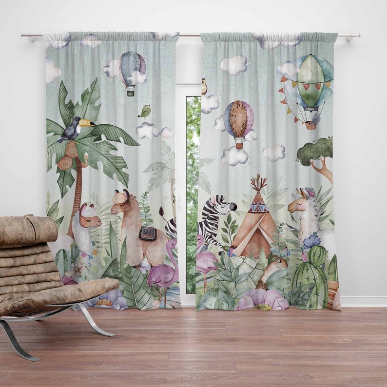 Safari Animals Party Nursery C - Baby Nursery Curtains recension och pris