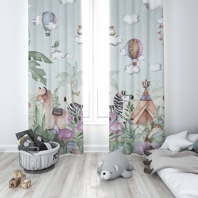 Safari Animals Party Nursery C - Baby Nursery Curtains recension och pris