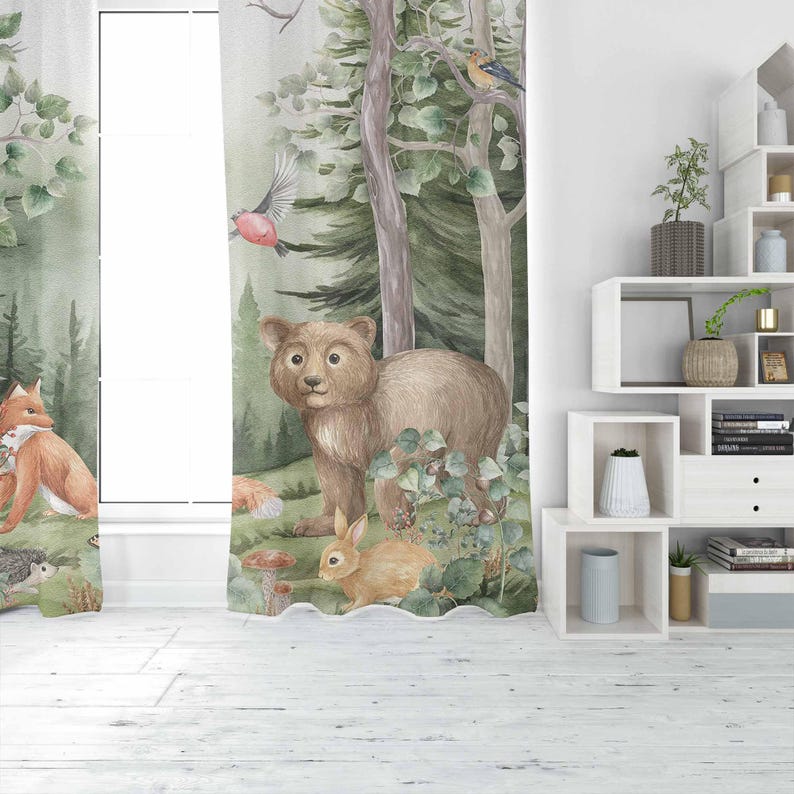 Woodland Animals Curtains Kids - Baby Nursery Panelling recension och pris