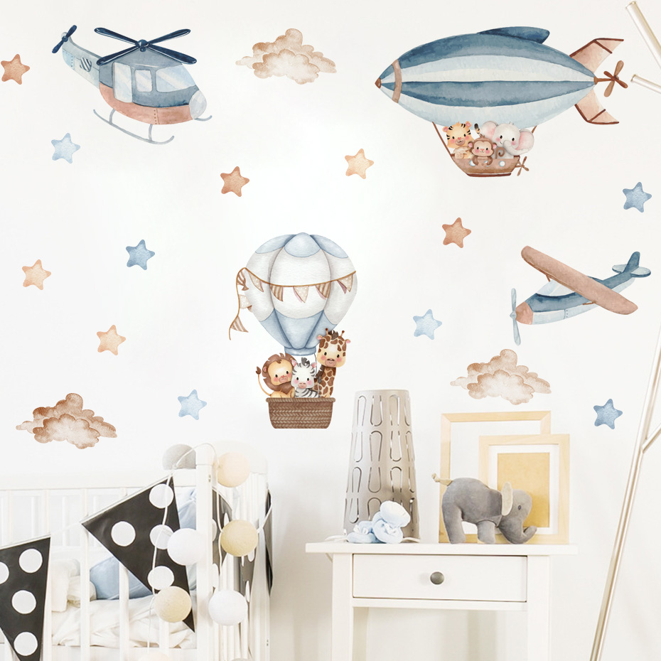 Watercolor Animals Hot Air Bal - Baby Nursery Products recension och pris