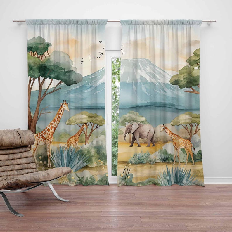 Safari Animals Kids Curtains B - Baby Nursery Curtains recension och pris