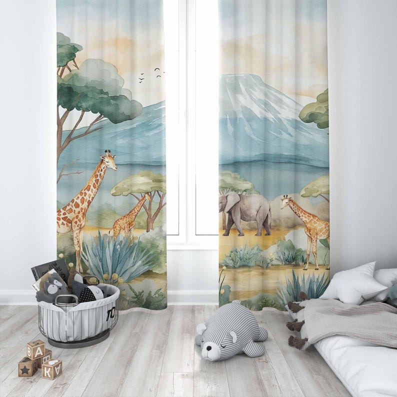 Safari Animals Kids Curtains B - Baby Nursery Curtains recension och pris