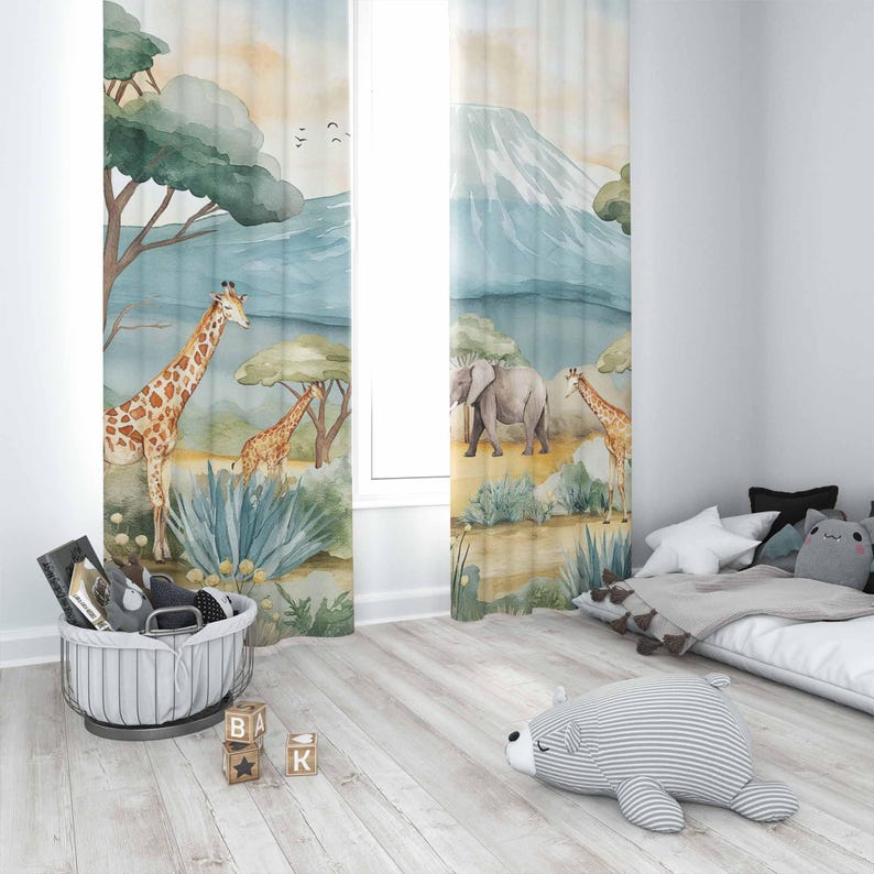 Safari Animals Kids Curtains B - Baby Nursery Curtains recension och pris