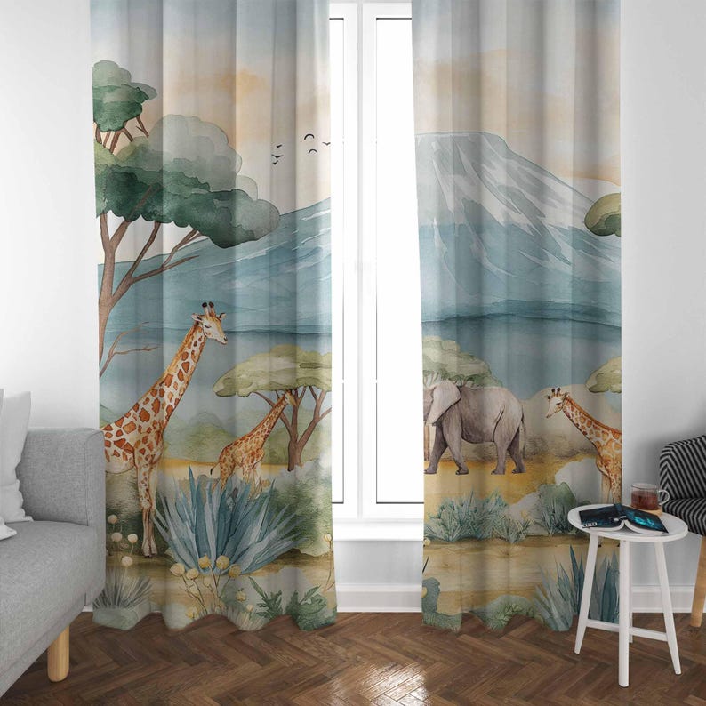 Safari Animals Kids Curtains B - Baby Nursery Curtains recension och pris