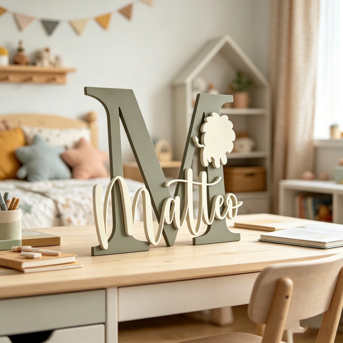 1Pc Custom Lion Name & Initial - Baby Nursery Kids recension och pris