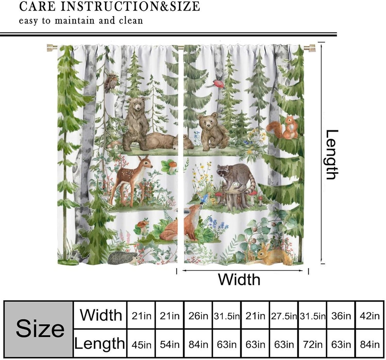 Forest Animal Curtains for Kid - Baby Nursery Curtains recension och pris