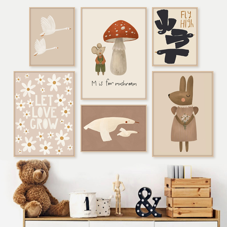 Boho Cartoon Rabbit Mouse Goos - Baby Nursery Frames recension och pris