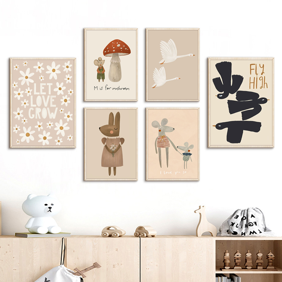 Boho Cartoon Rabbit Mouse Goos - Baby Nursery Frames recension och pris