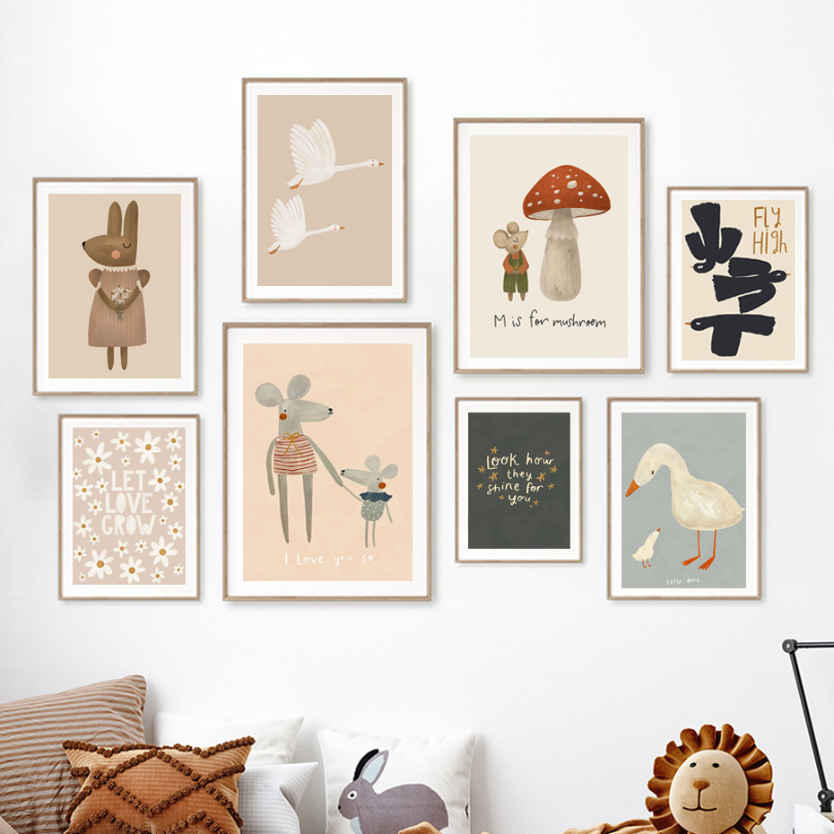 Boho Cartoon Rabbit Mouse Goos - Baby Nursery Frames recension och pris